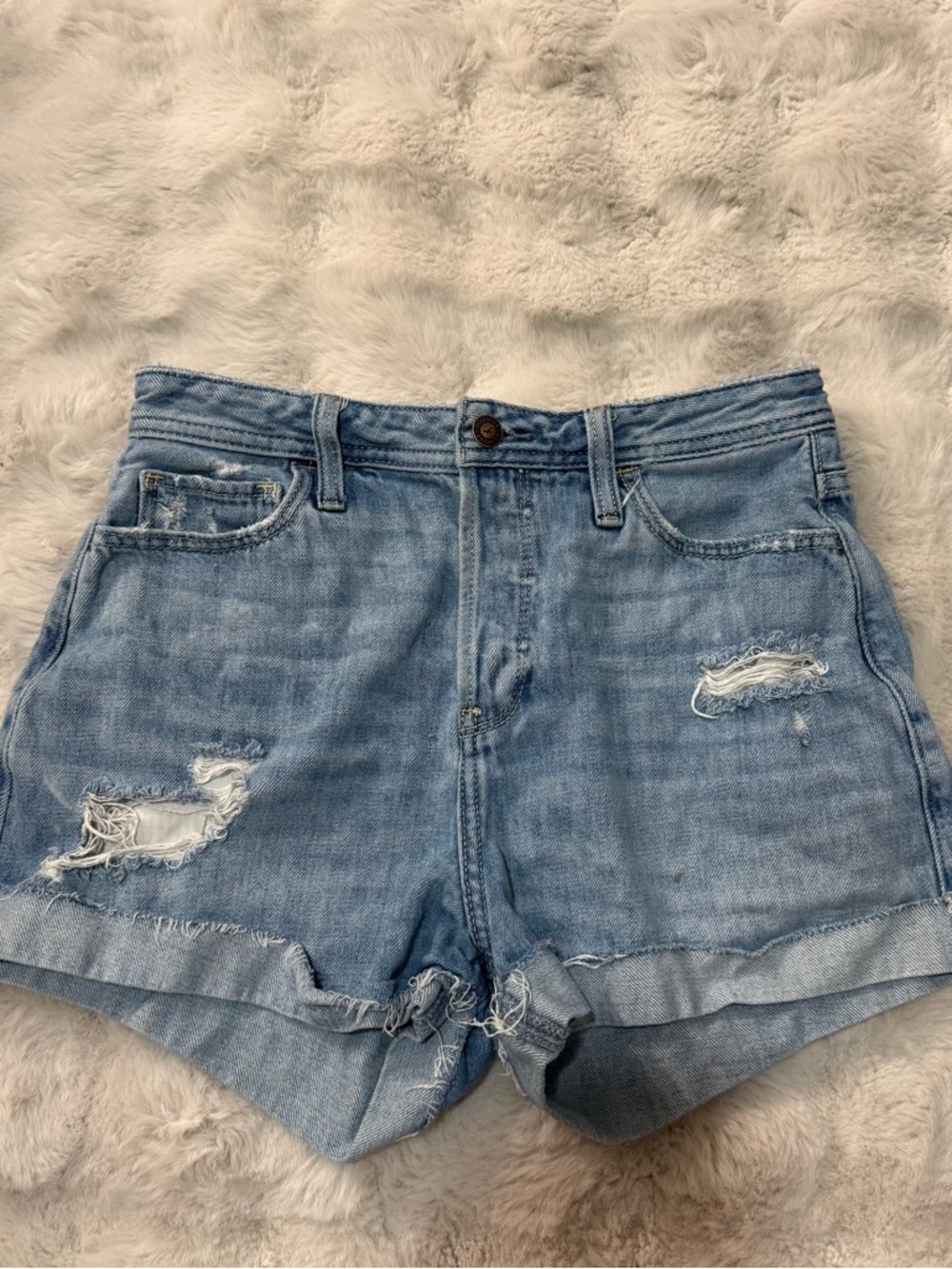Hollister Ultra High-Rise Distressed Boyfriend Denim Shorts